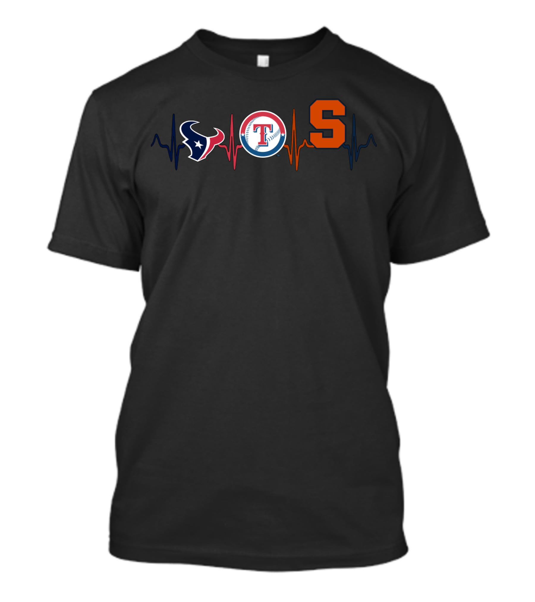 Love Texans Rangers Heartbeat S T-Shirt