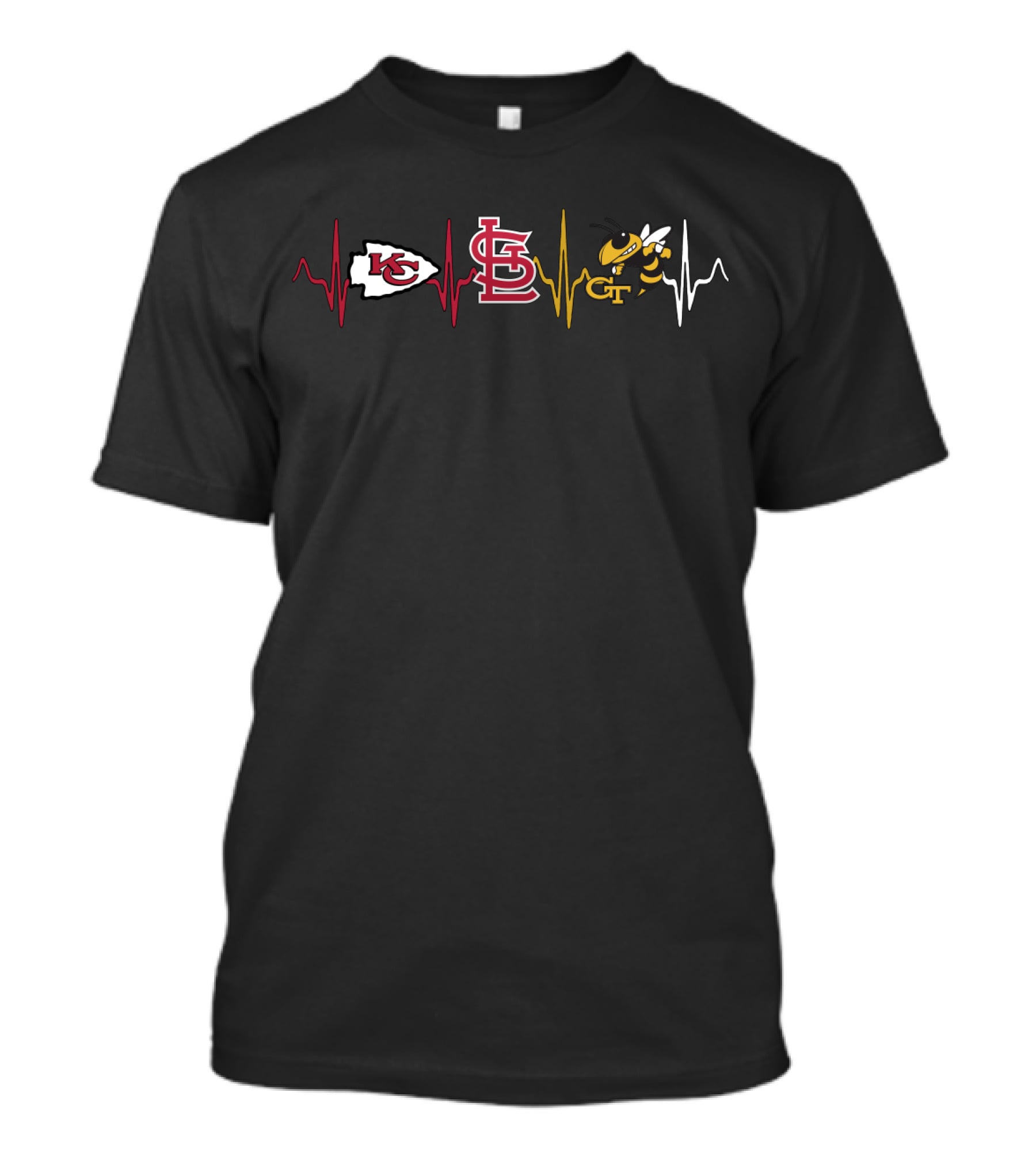 Kc Chiefs St. Louis Cardinals Georgia Tech Yellow Jackets Heartbeat T-Shirt