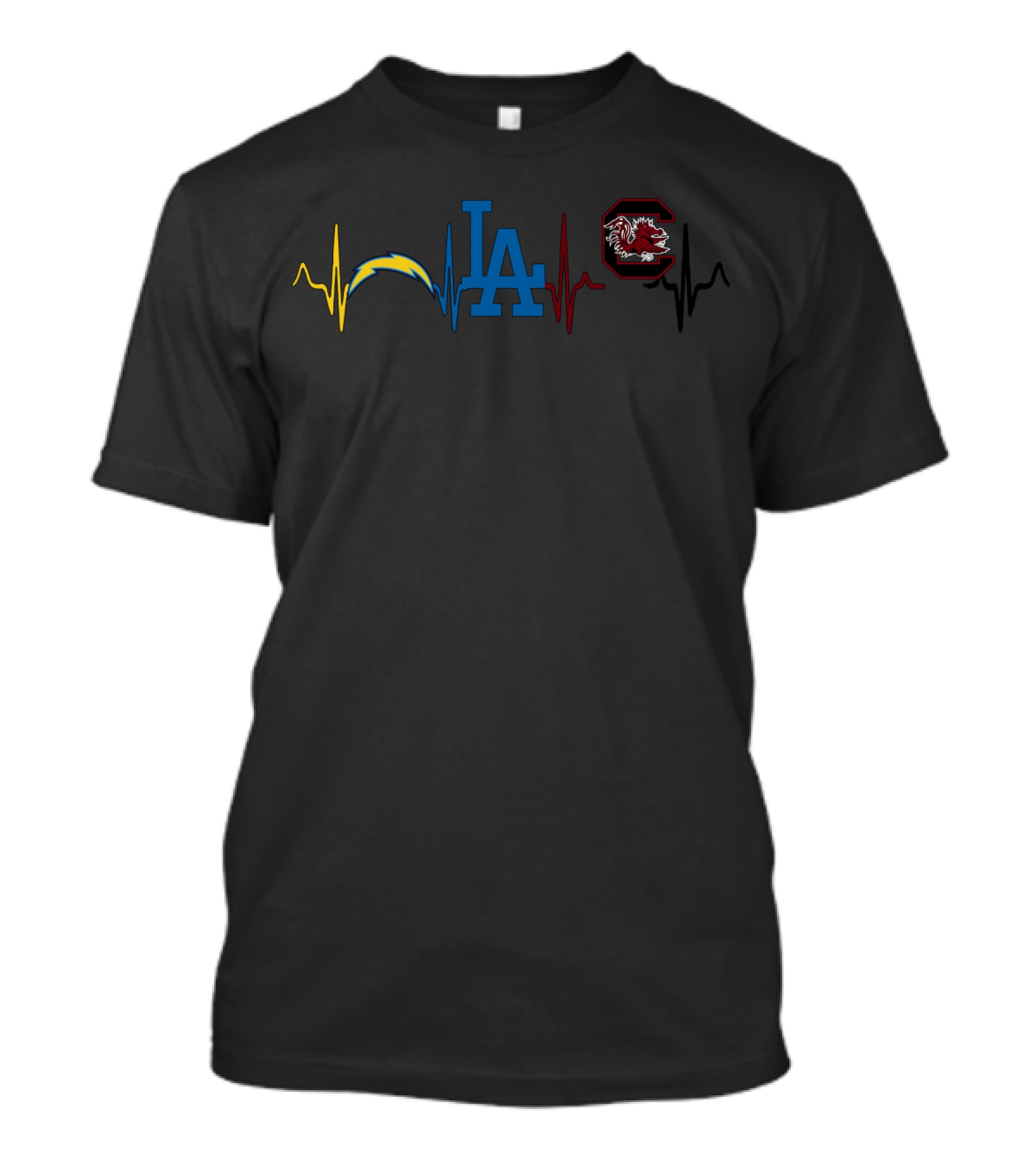 Los Angeles Chargers Dodgers South Carolina Gamecocks Heartbeat T-Shirt