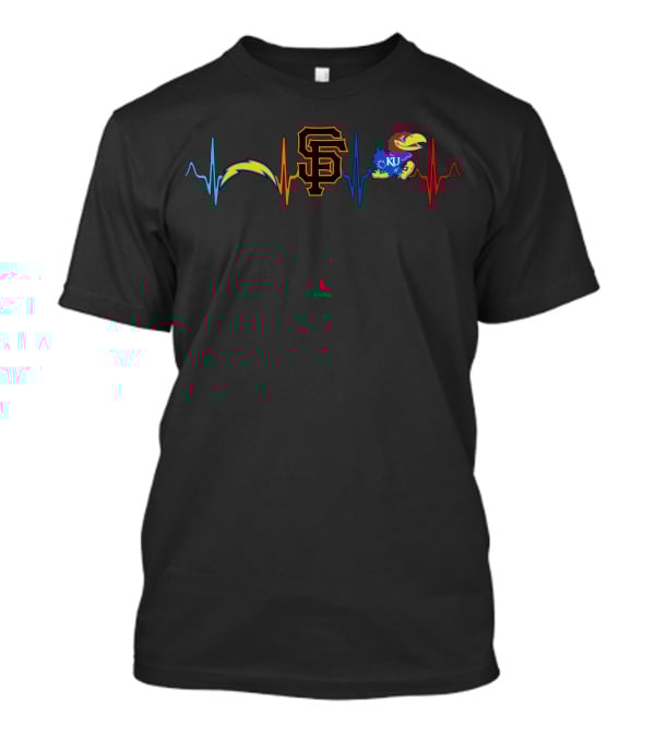 Love Chargers Lightning Sf Giants Heartbeat Ku Jayhawks T-Shirt