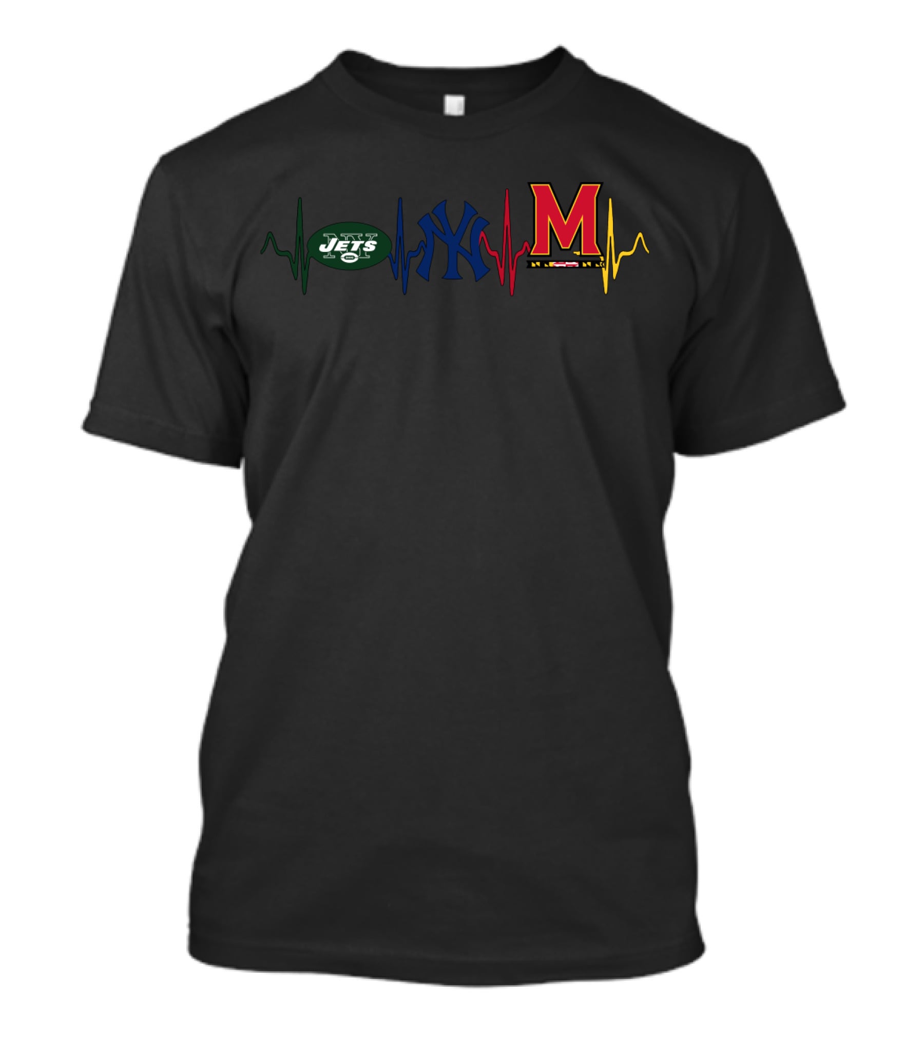 Jets Yankees Maryland Terrapins Heartbeat T-Shirt