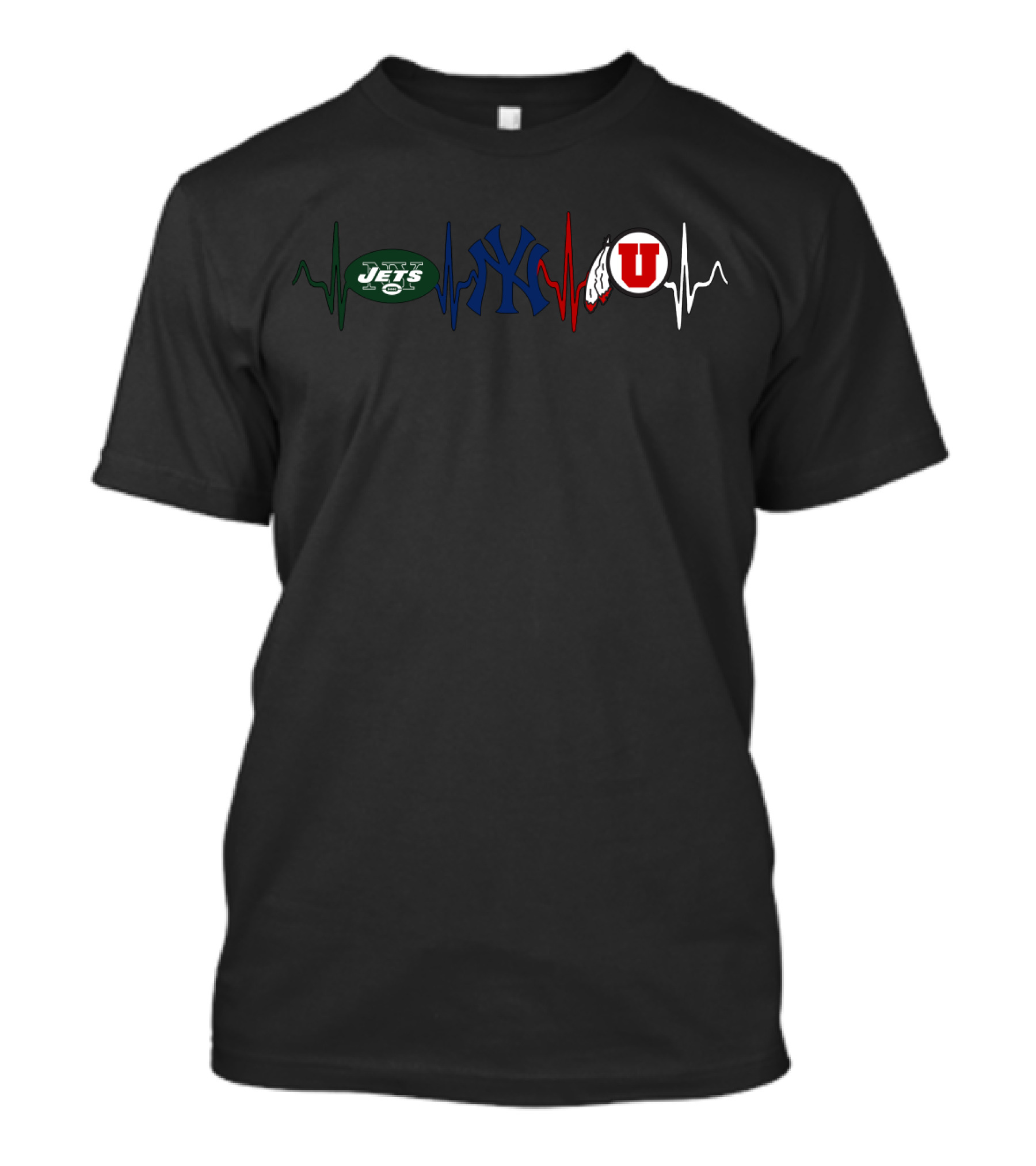 Jets Yankees Utah U Heartbeat T-Shirt