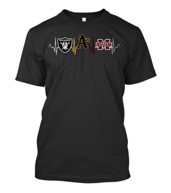 Raiders A's Mississippi State Heartbeat T-Shirt