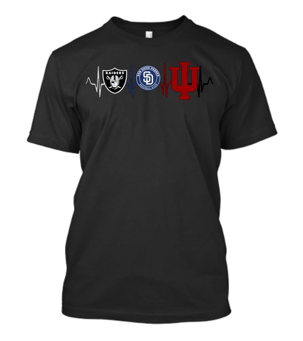 Raiders Padres Indiana Hoosiers Heartbeat T-Shirt