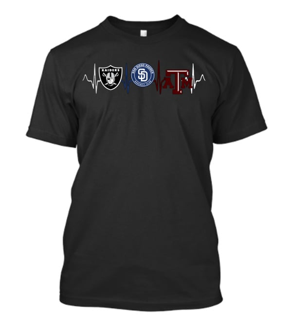 Raiders San Diego Padres Texas A&M Heartbeat Line T-Shirt