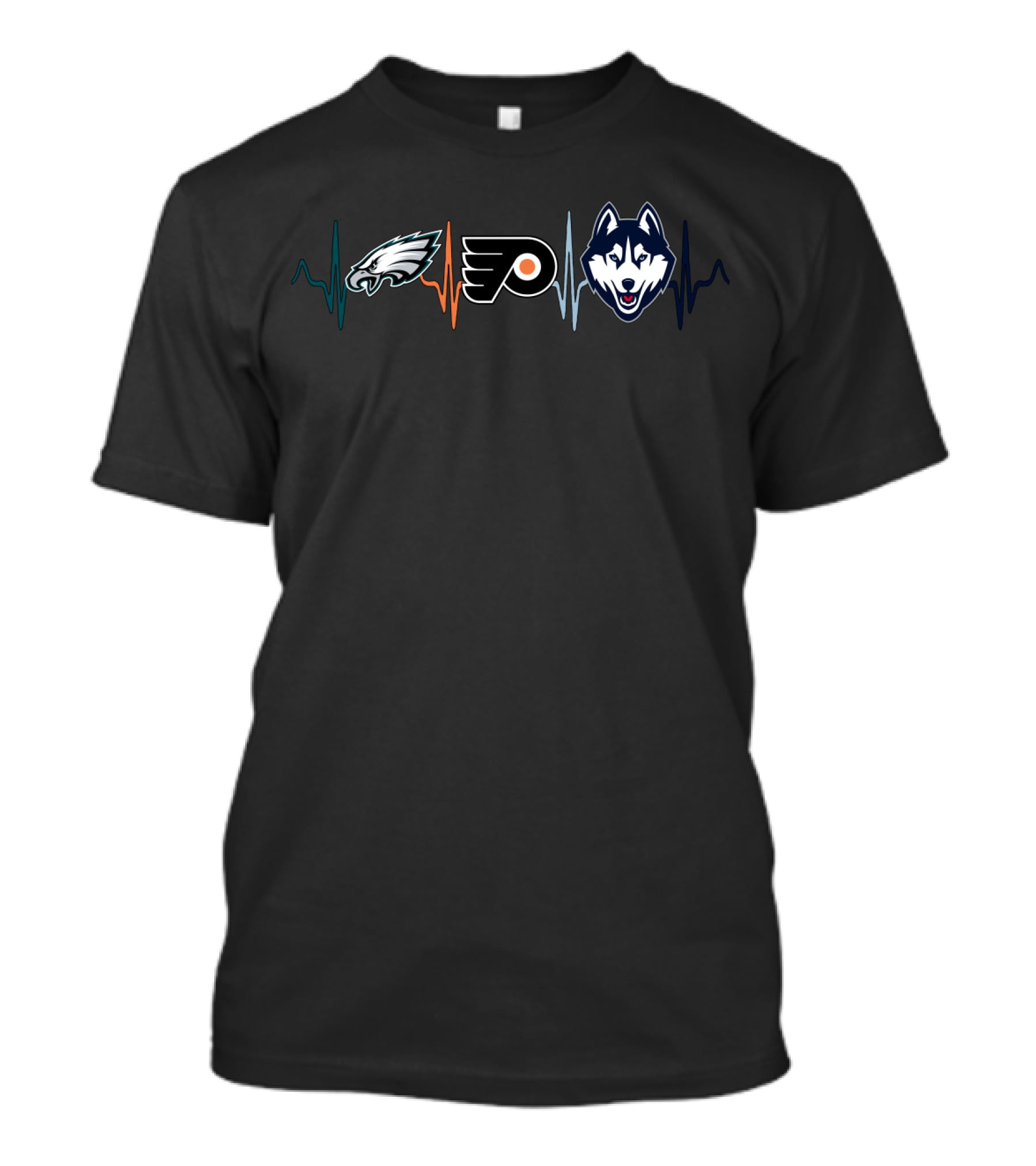 Philadelphia Eagles Flyers Uconn Huskies Heartbeat T-Shirt