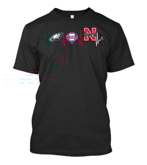 Philadelphia Eagles Phillies Nebraska Cornhuskers Heartbeat T-Shirt