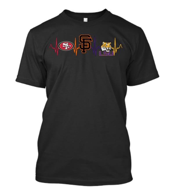 San Francisco 49ers Giants Lsu Tigers Heartbeat T-Shirt