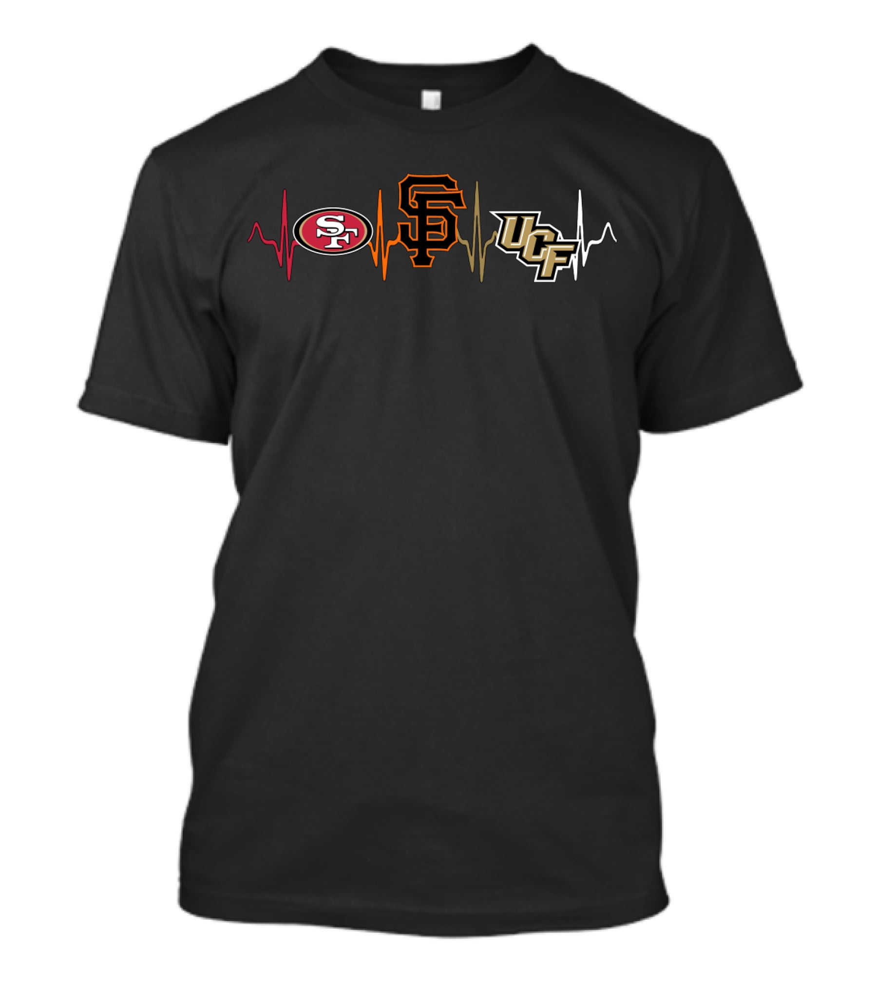 Love 49ers San Francisco Giants Ucf Heartbeat T-Shirt
