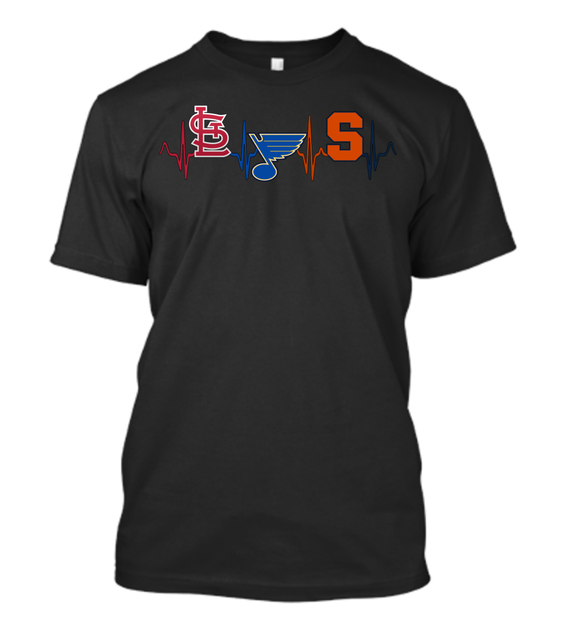 Love Stl Cardinals Blues Syracuse Heartbeat T-Shirt