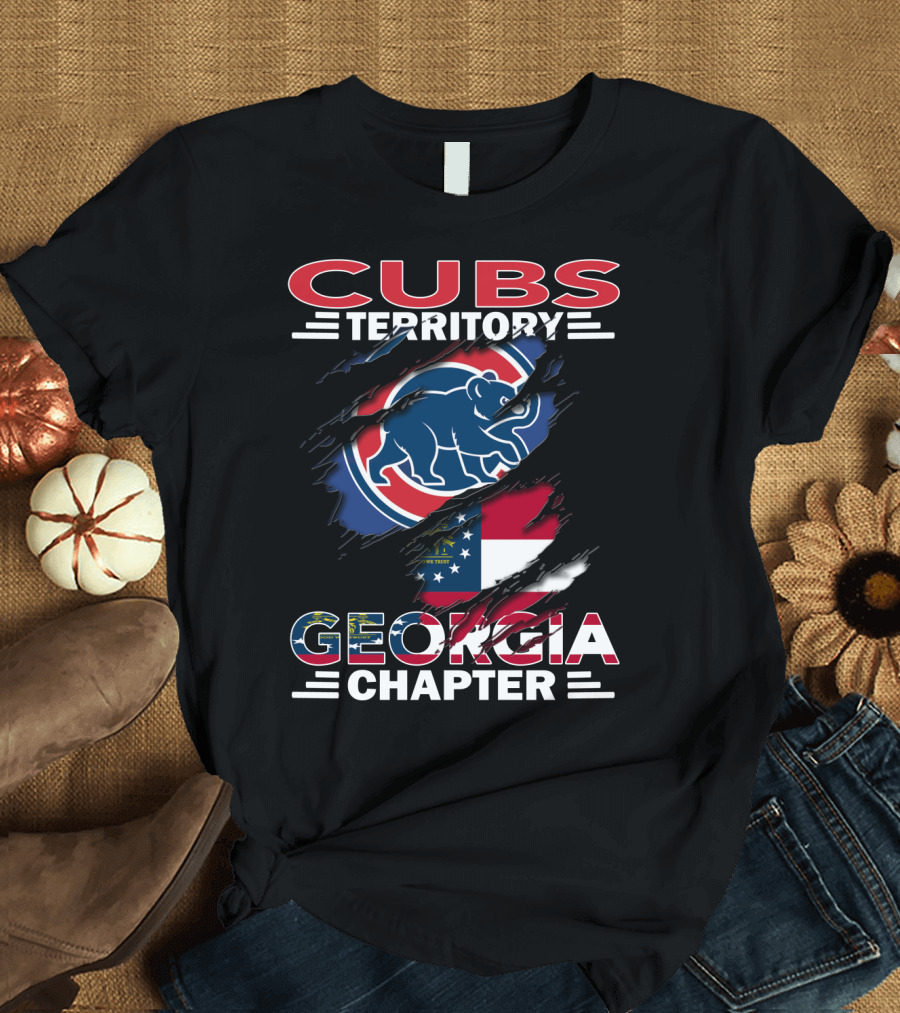 Cubs Territory Georgia Chapter Chicago Cubs Logo with Georgia Flag T-Shirt