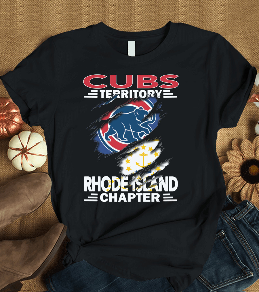 Cubs Territory Rhode Island Chapter Logo with Chicago Cubs and Rhode Island State Symbols T-Shirt