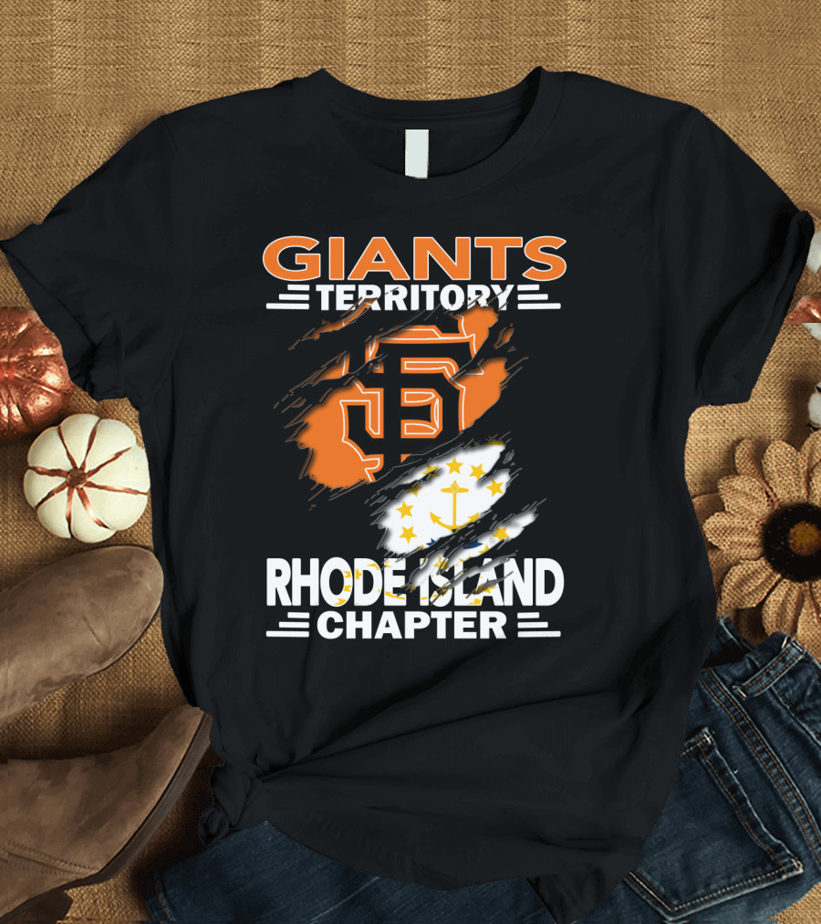 Giants Territory Rhode Island Chapter SF Logo and State Flag Elements T-Shirt