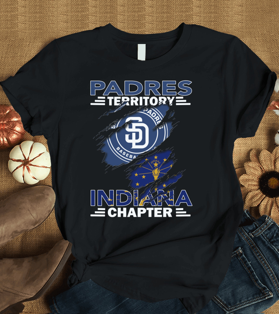 Padres Territory Indiana Chapter San Diego Baseball Indiana Flag T-Shirt