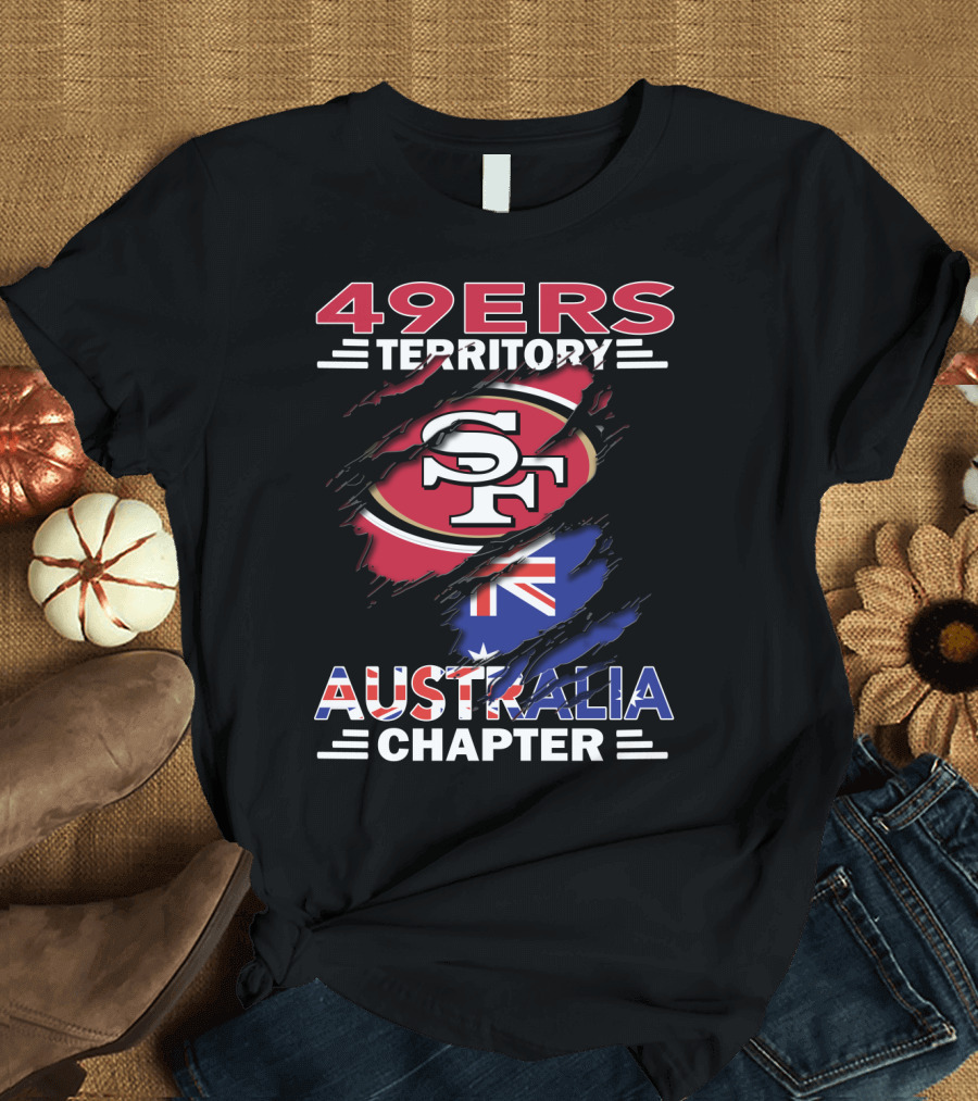 49ers Territory Australia Chapter SF Logo With Australian Flag Background T-Shirt
