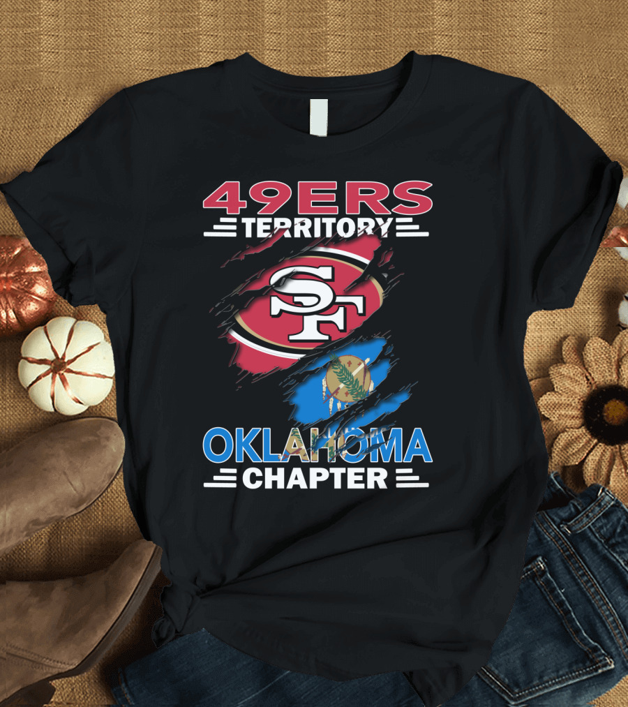 49ers Territory Oklahoma Chapter SF Logo and State Flag T-Shirt