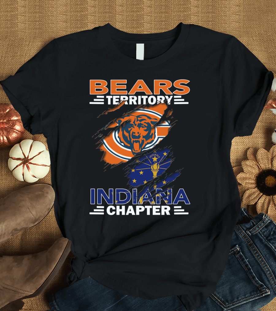 Bears Territory Indiana Chapter Chicago Bears Logo Indiana Flag T-Shirt