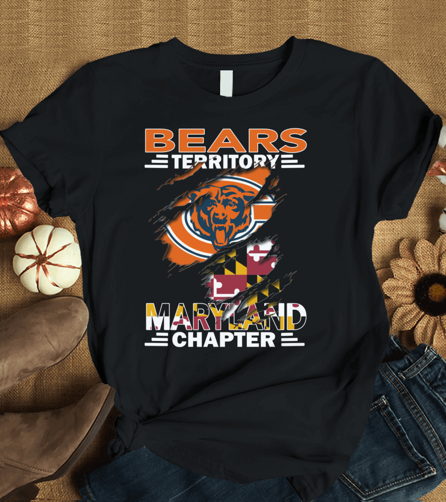 Bears Territory Maryland Chapter Chicago Bears Maryland Flag Fan Club T-Shirt