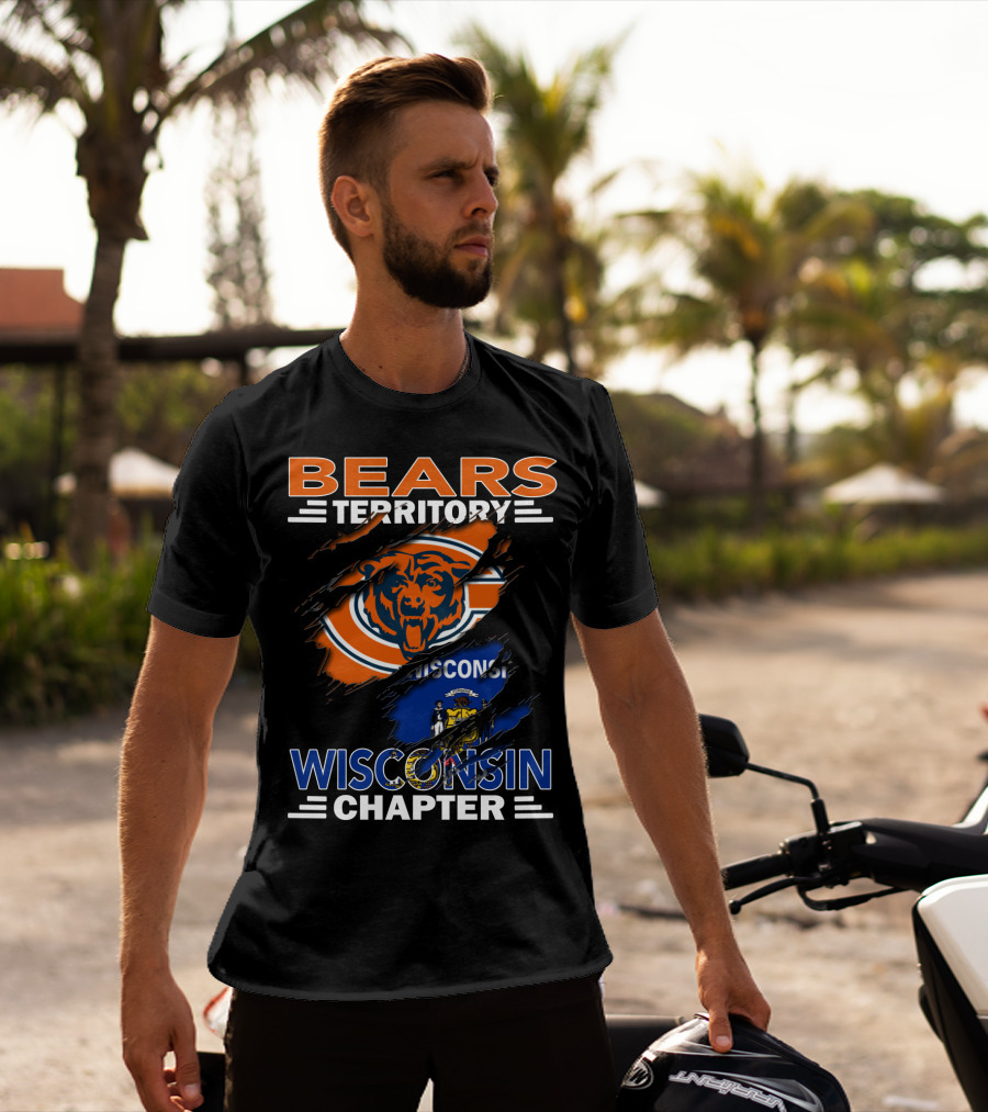Bears Territory Wisconsin Chapter Chicago Bears Logo With Wisconsin Flag Background T-Shirt