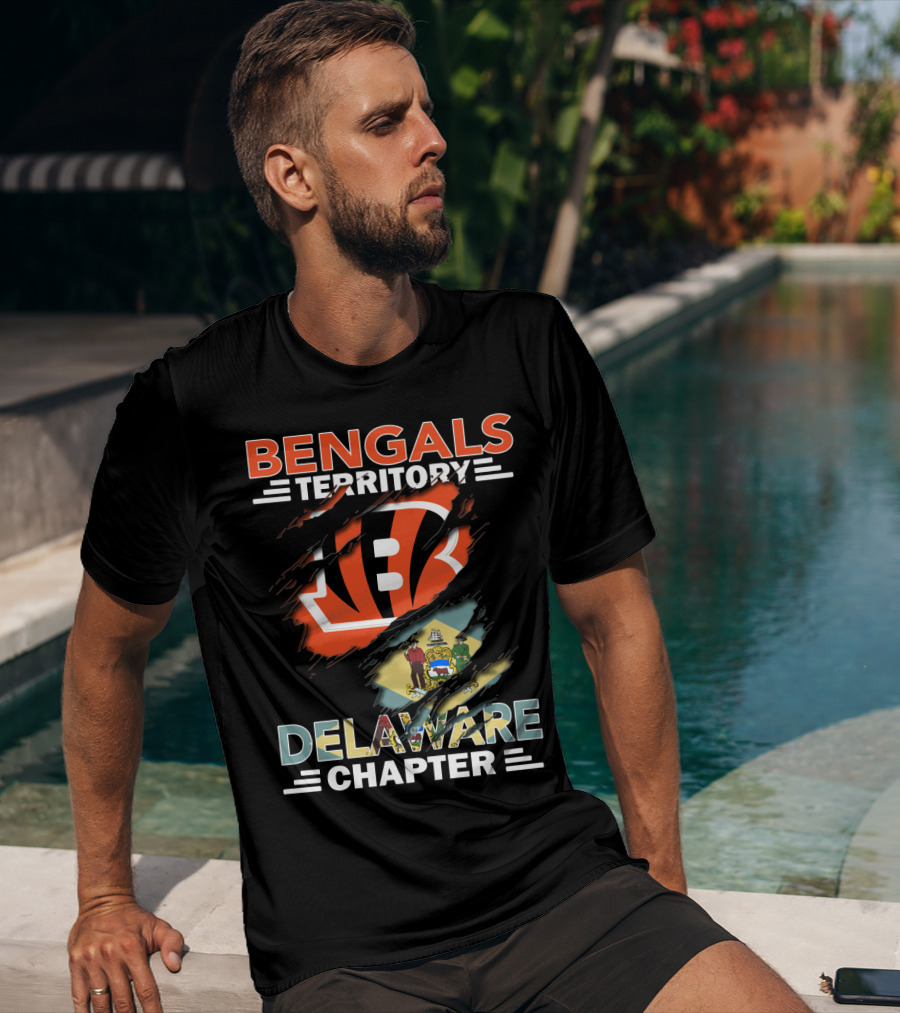 Bengals Territory Delaware Chapter Bengals Logo And Flag T-Shirt