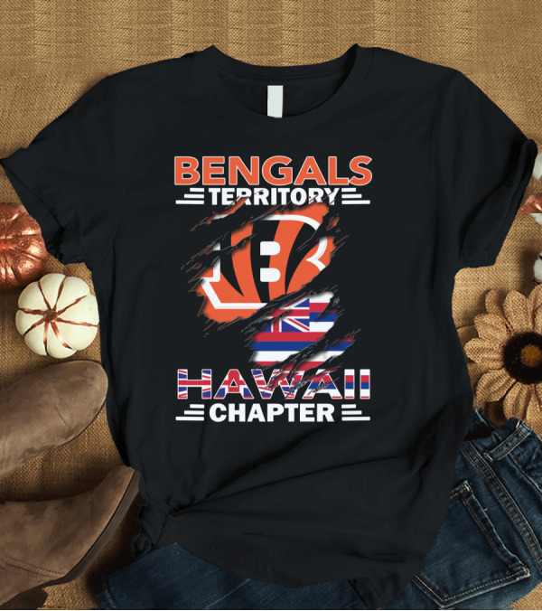 T-Shirt: Bengals Territory Hawaii Chapter NFL Logo with Hawaiian Flag Elements T-Shirt Bengals Territory Hawaii Chapter NFL Logo with Hawaiian Flag Elements T-Shirt
