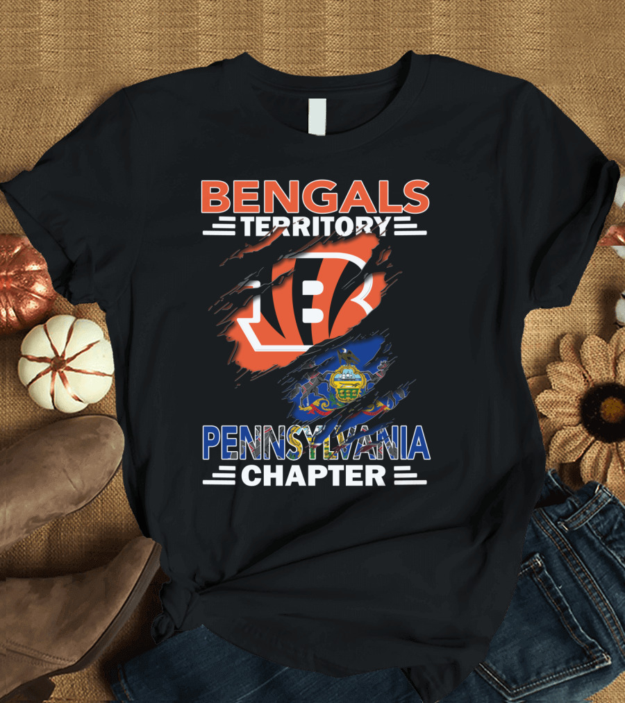 Bengals Territory Pennsylvania Chapter Logo with State Flag Elements T-Shirt