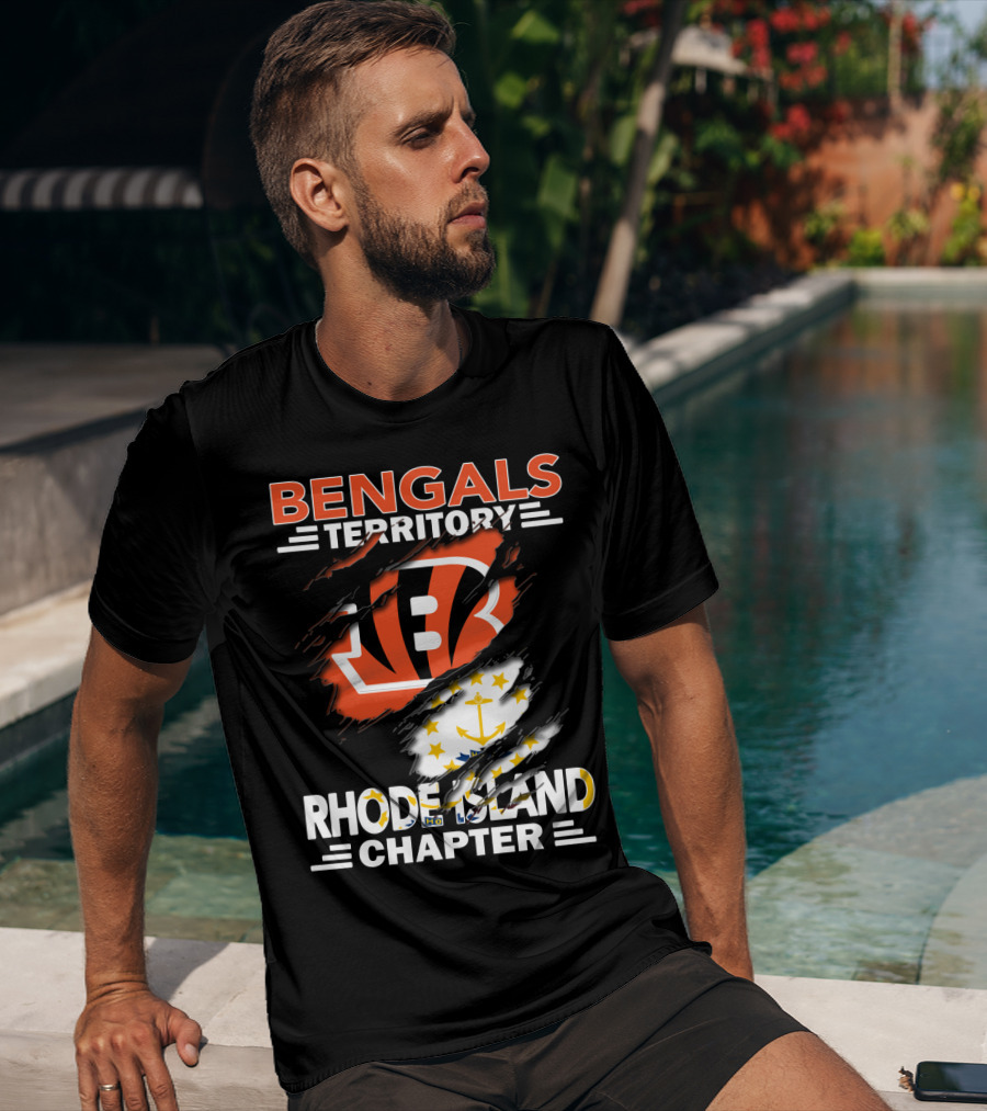 Bengals Territory Rhode Island Chapter Logo With State Flag Elements T-Shirt