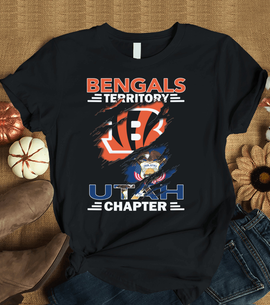 Bengals Territory Utah Chapter Emblem with Cincinnati Logo and Utah State T-Shirt