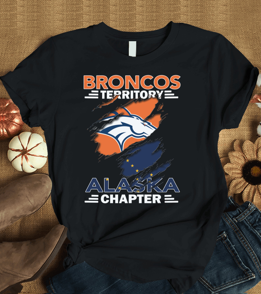 Broncos Territory Alaska Chapter with Iconic Horse Logo and Alaska Flag Elements T-Shirt