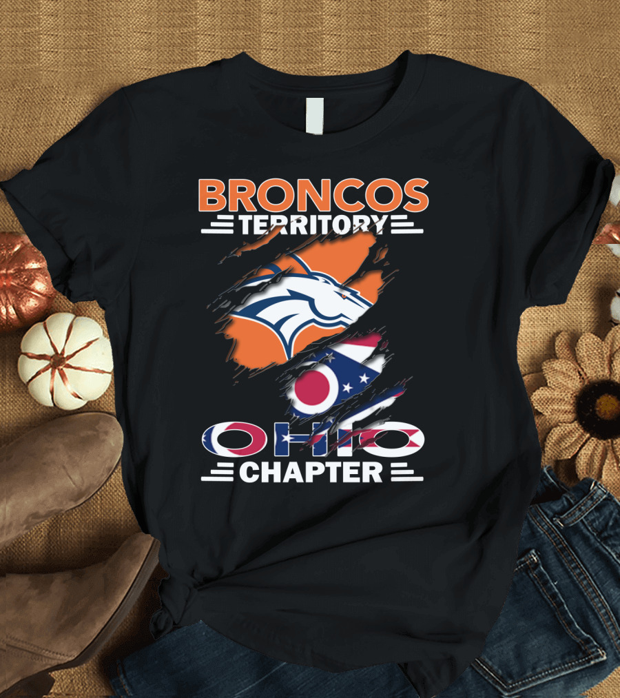 Broncos Territory Ohio Chapter Broncos Logo Ohio Flag T-Shirt