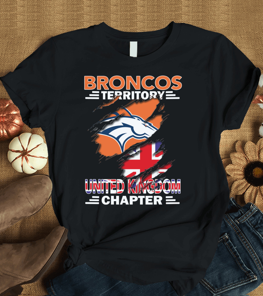Broncos Territory United Kingdom Chapter Broncos Logo and Flag T-Shirt