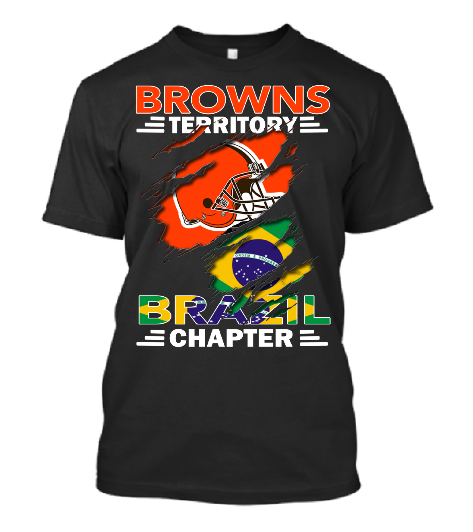 Browns Territory Brazil Chapter Helmet And Flag T-Shirt