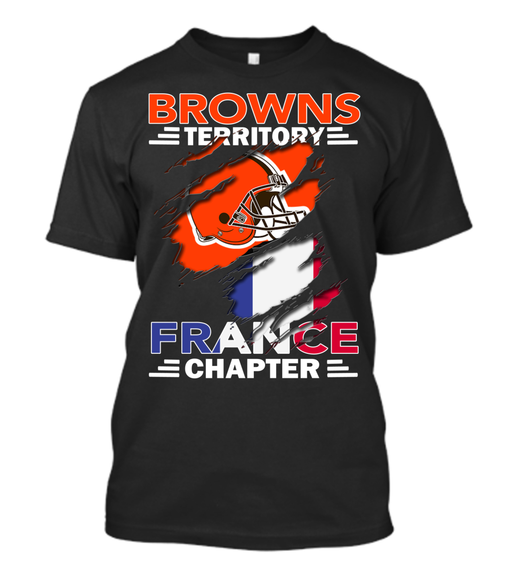 Browns Territory France Chapter Helmet And Flag T-Shirt