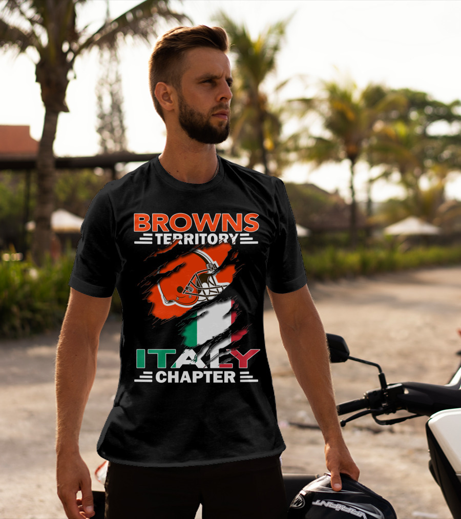Browns Territory Italy Chapter Cleveland Football Helmet And Italian Flag T-Shirt