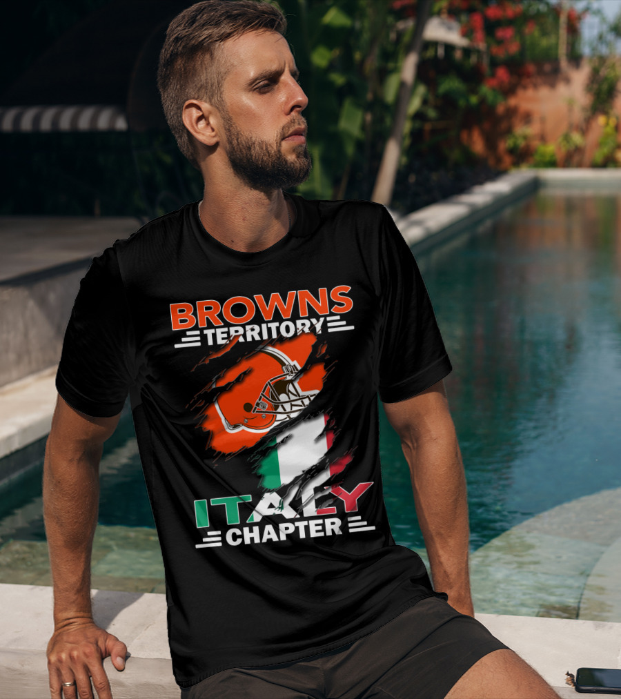 Browns Territory Italy Chapter Cleveland Football Helmet And Italian Flag T-Shirt