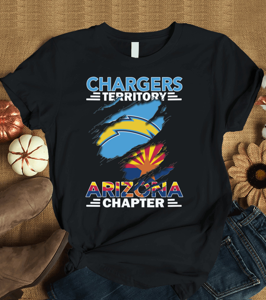 Chargers Territory Arizona Chapter Lightning Bolt and State Flag Elements T-Shirt