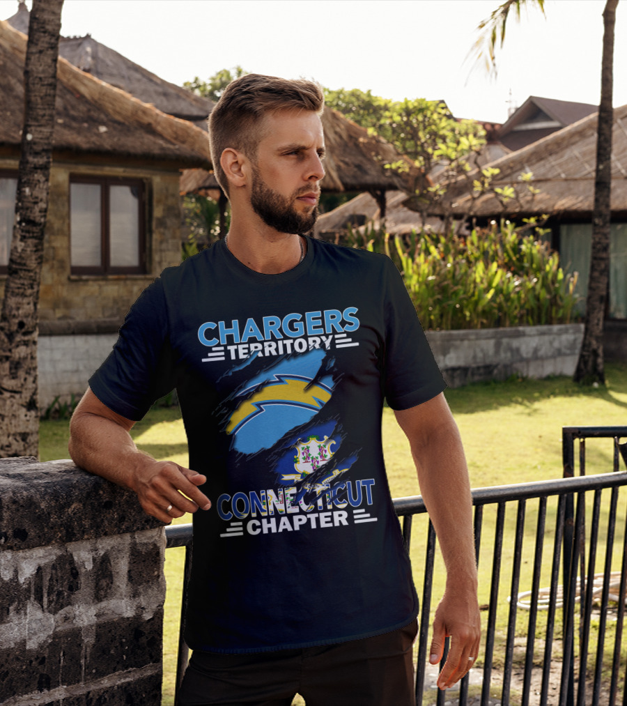 CHARGERS TERRITORY CONNECTICUT CHAPTER Chargers Logo Connecticut State Flag T-Shirt
