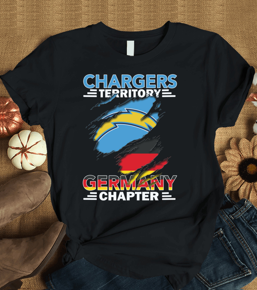 Chargers Territory Germany Chapter Germany Flag and Bolt T-Shirt