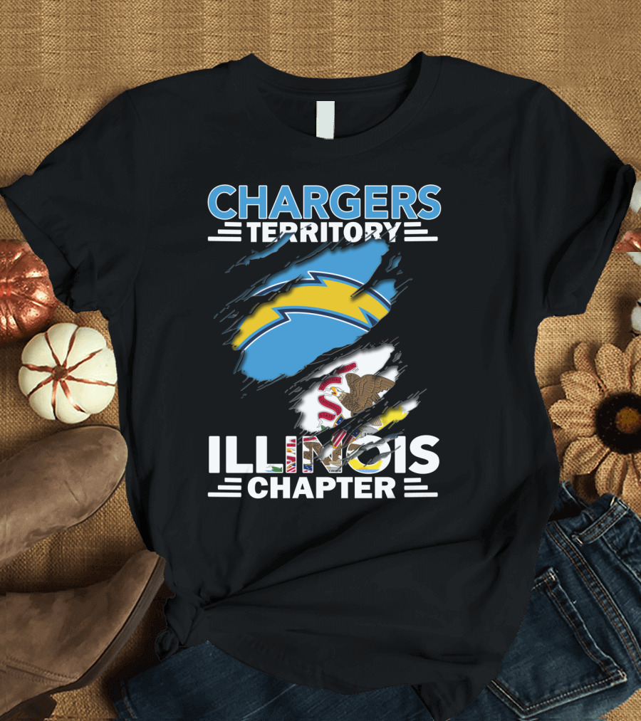 Chargers Territory Illinois Chapter State Flag Bolt T-Shirt