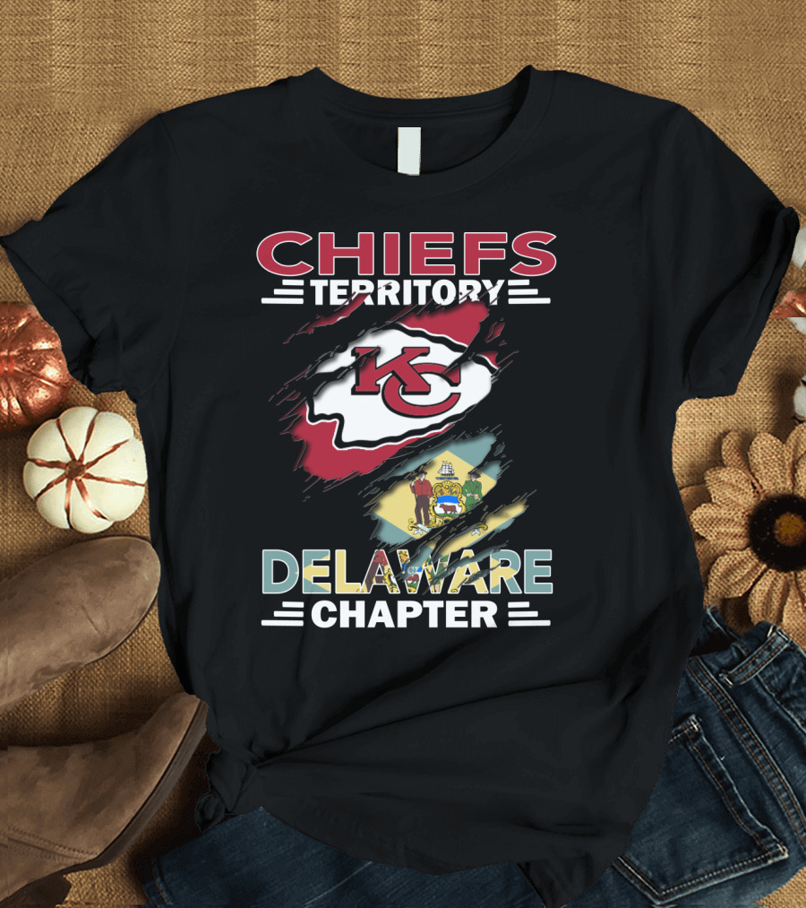 Chiefs Territory Delaware Chapter Kansas City Logo State Flag T-Shirt