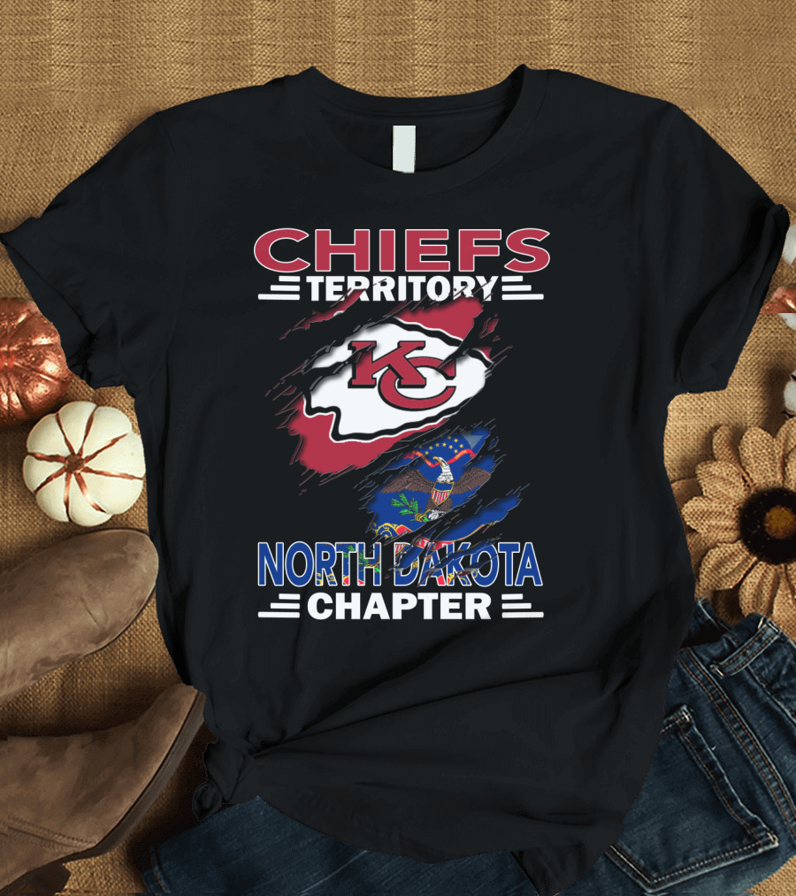 Chiefs Territory North Dakota Chapter KC Logo State Flag T-Shirt