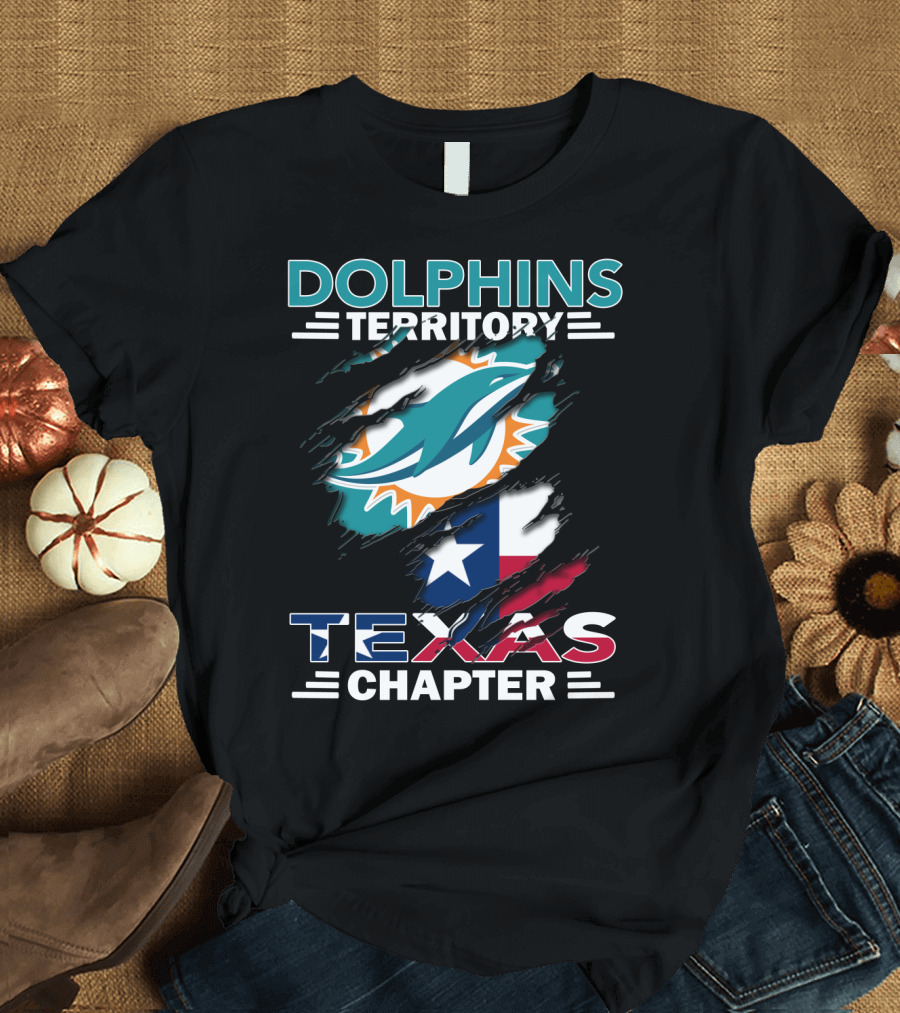 Dolphins Territory Texas Chapter Miami Dolphins Texas Flag T-Shirt