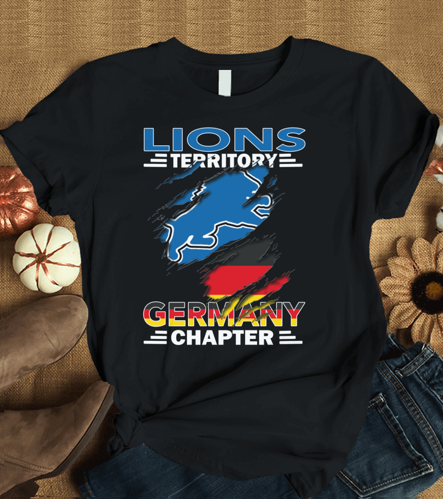 Lions Territory Germany Chapter Blue Lion German Flag Graphics T-Shirt