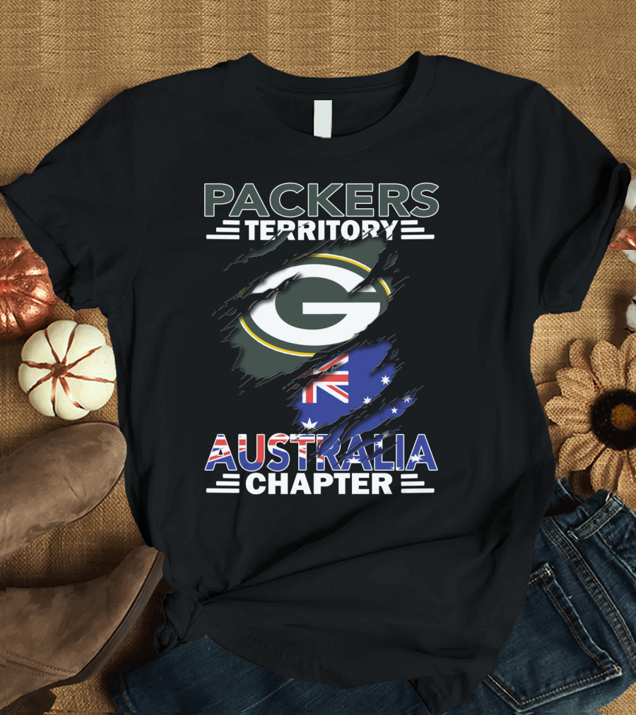 Packers Territory Australia Chapter Green Bay Packers Logo with Australian Flag T-Shirt