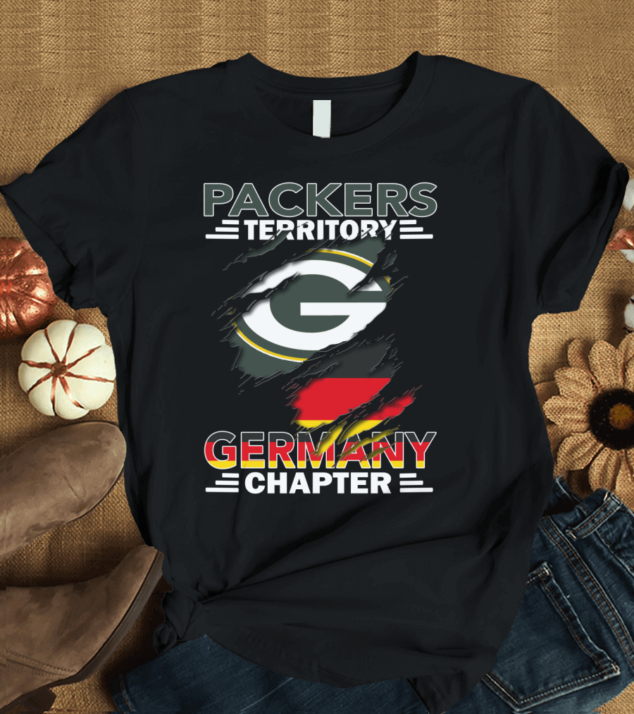 Packers Territory Germany Chapter Green Bay Logo with German Flag T-Shirt