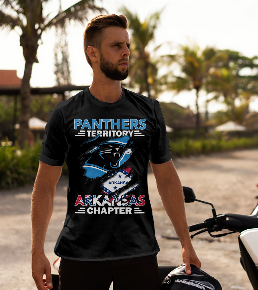 Panthers Territory Arkansas Chapter Logo With Panther And Arkansas Flag Elements T-Shirt