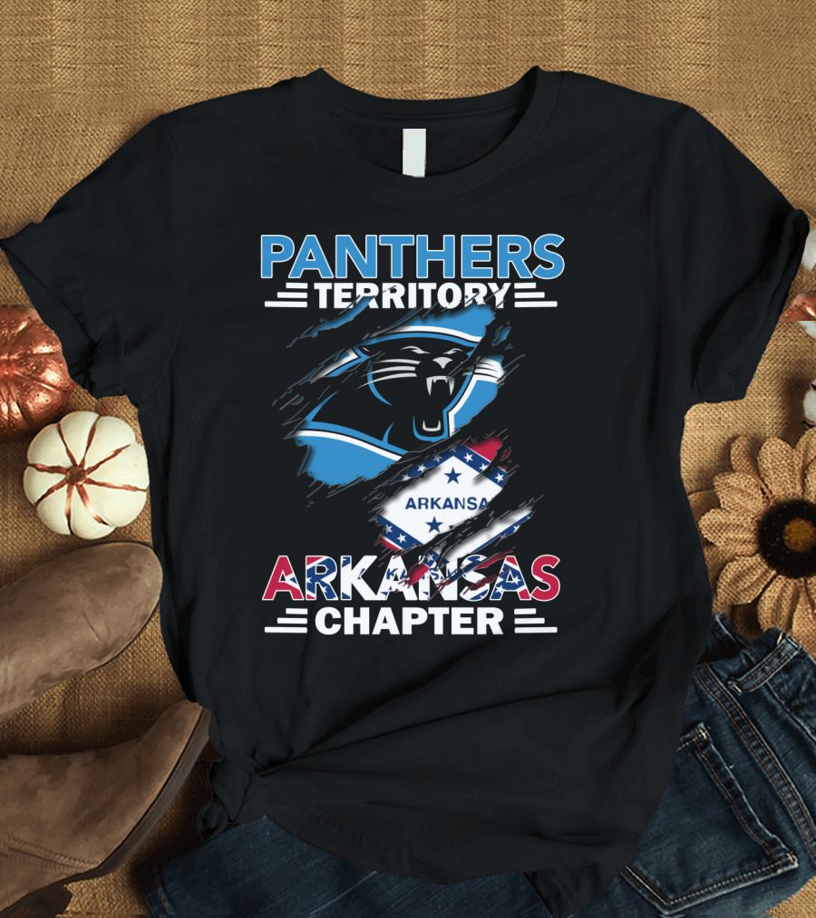 Panthers Territory Arkansas Chapter Logo With Panther And Arkansas Flag Elements T-Shirt