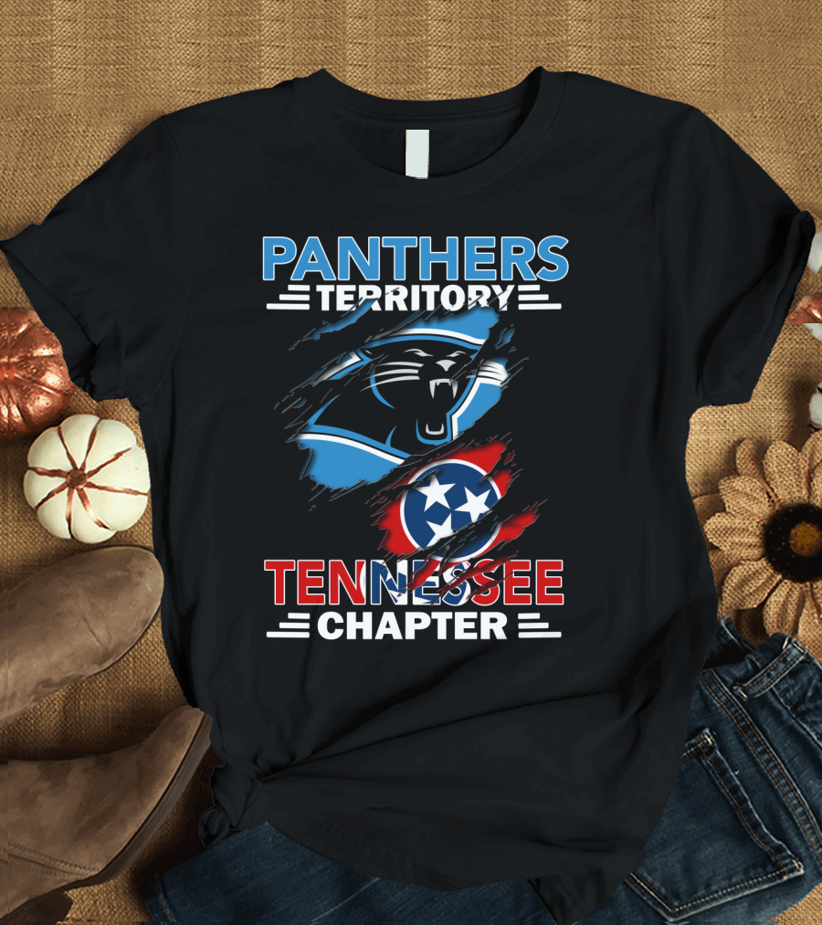 Panthers Territory Tennessee Chapter with Carolina Panthers Logo and Tennessee Flag T-Shirt