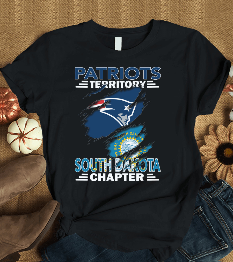 Patriots Territory South Dakota Chapter New England Patriots Logo and South Dakota Seal T-Shirt