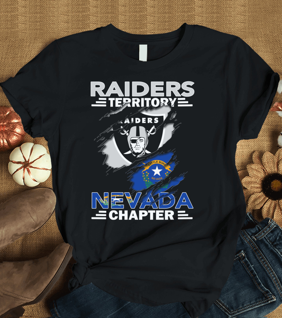 Raiders Territory Nevada Chapter Battle Born Flag Crest T-Shirt